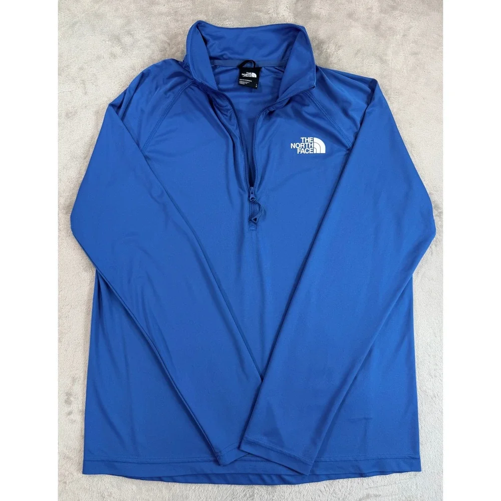 The North Face Mens Quarter Zip FlashDry Pullover Jacket Blue Large